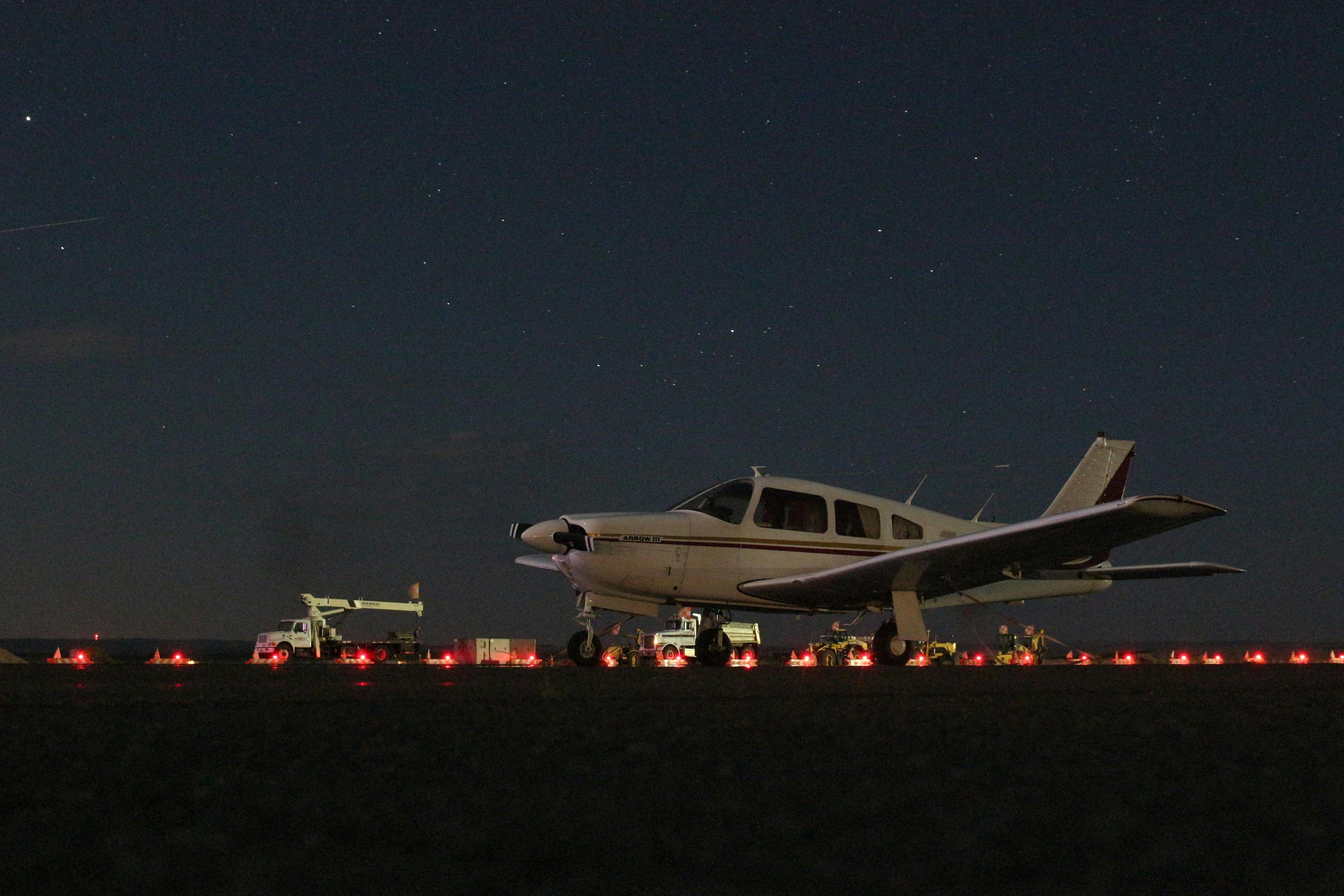 Passenger jet landing on a runway